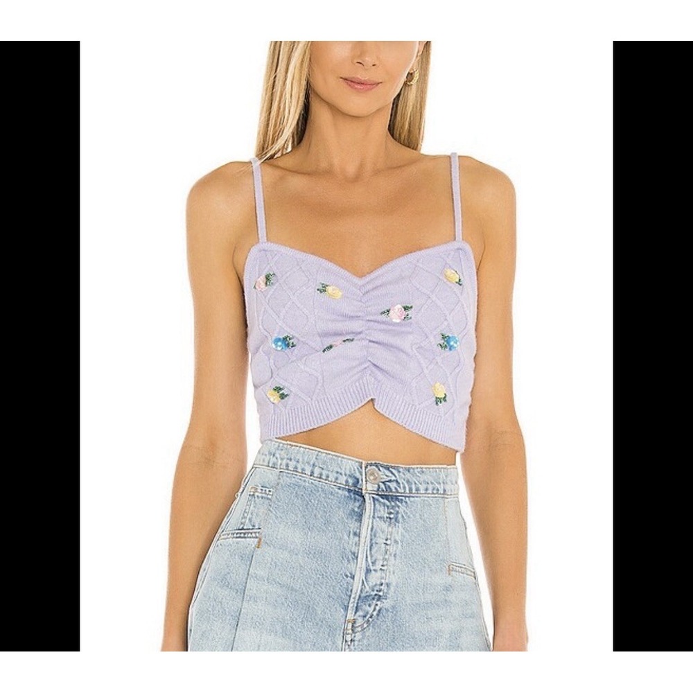 For Love And Lemons Sutton  Cami In Lavender Size S Sequin Floral